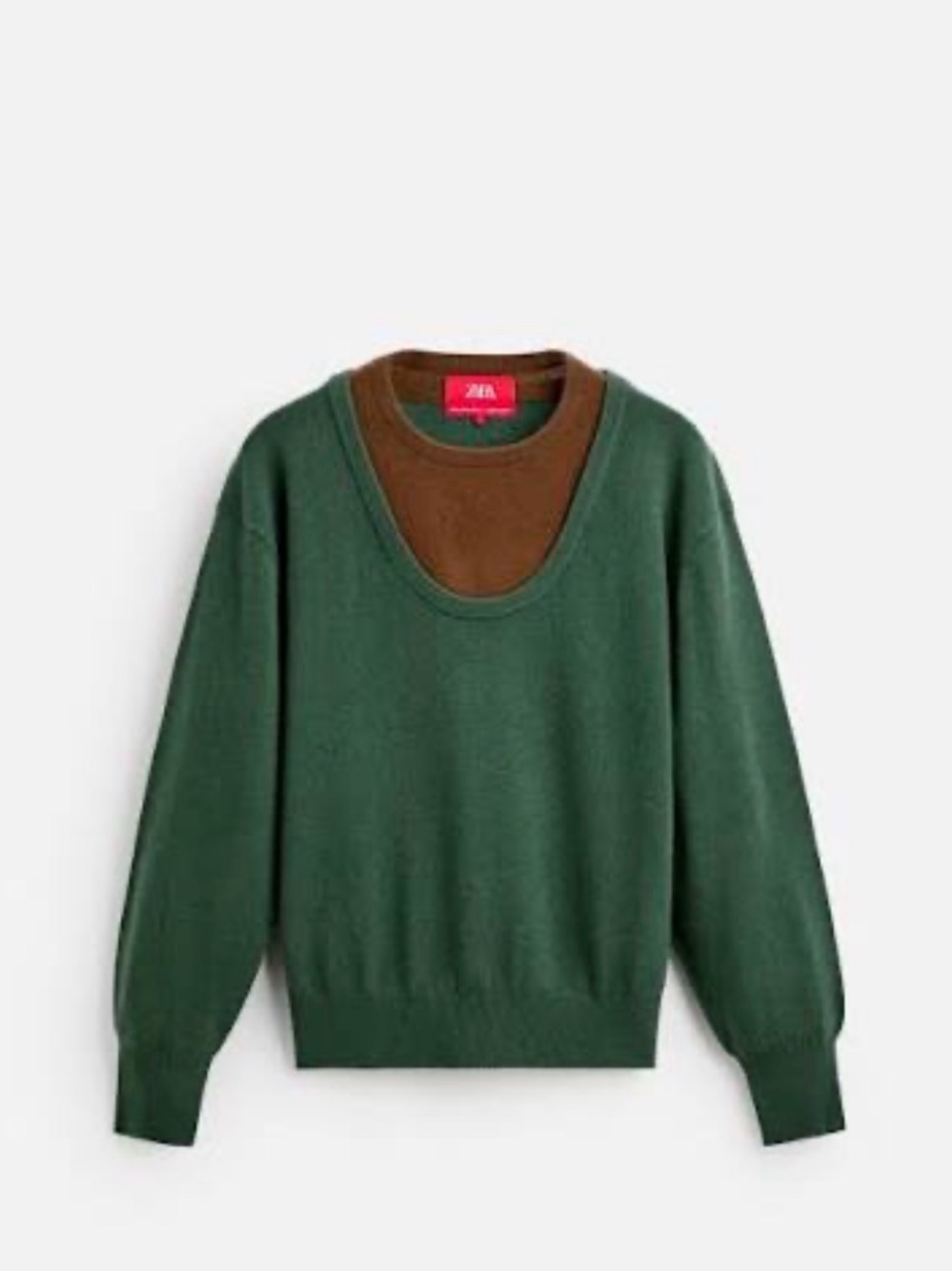 Harry Lambert x Zara Green Layered Crewneck Sweater - Wool